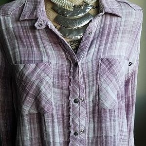 Brand New Pink plaid western shirt